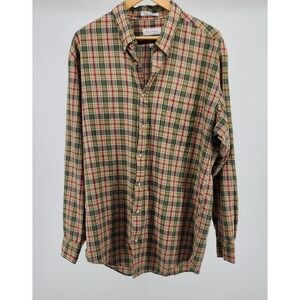 Porter-Stevens Mens 2X Tall Plaid Button Down Shirt Green Red Long Sleeve Pocket